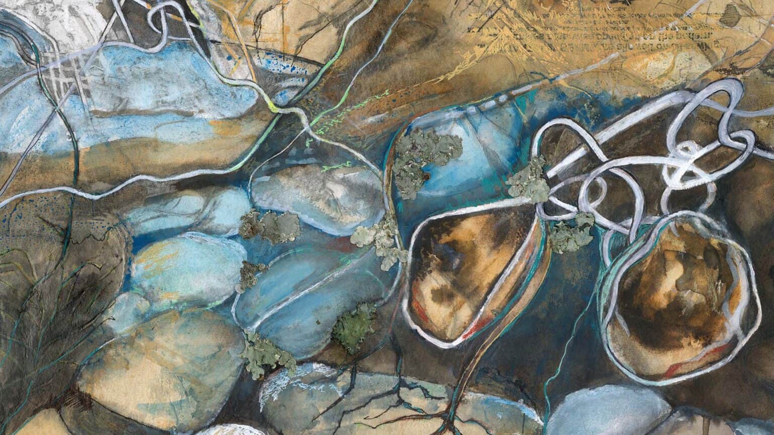 Tracey Thoolen, Currents of Deep Time 2026 Mixed Media 47 x 65cm
